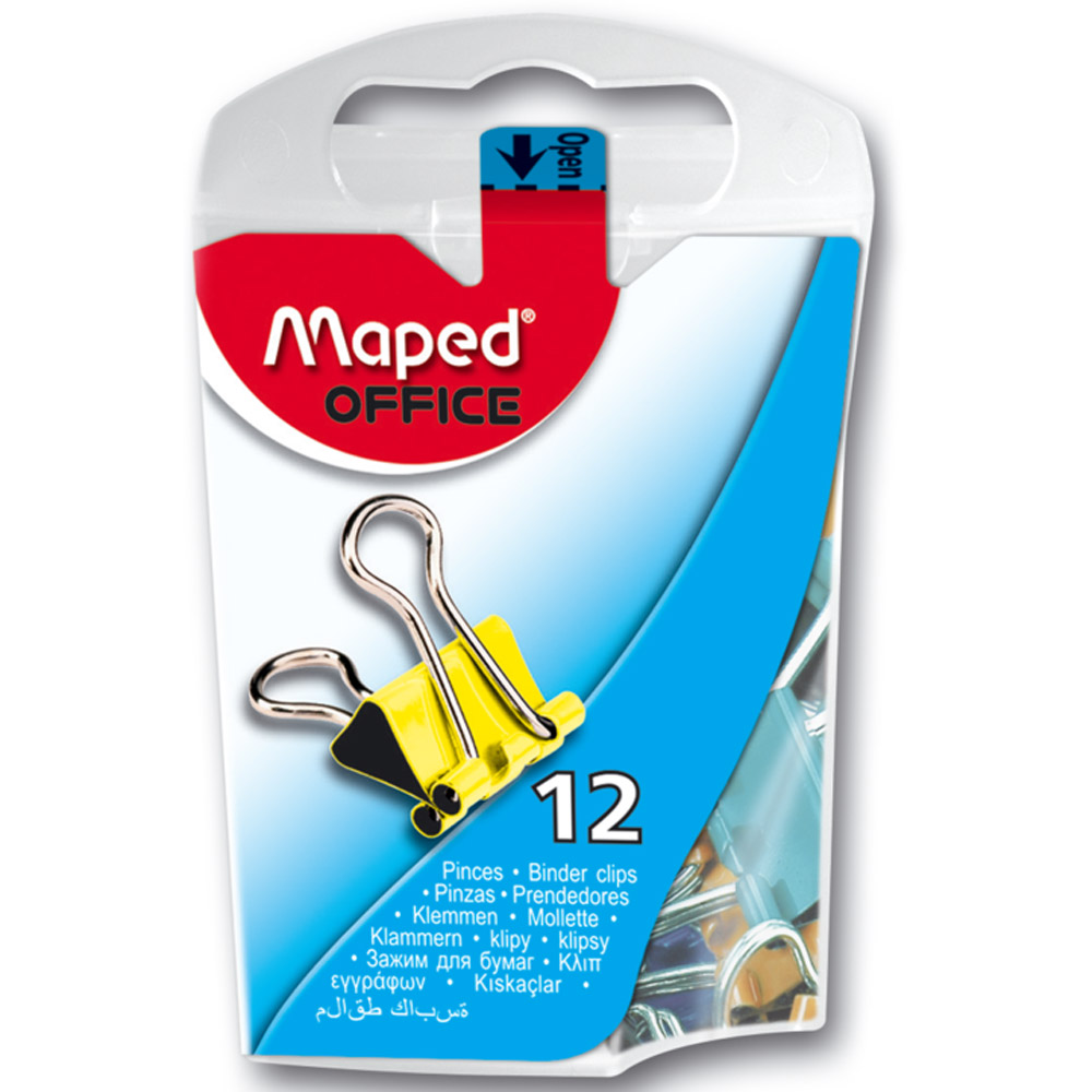 Зажим для бумаг Maped, 15 мм, 12 шт, ассорти