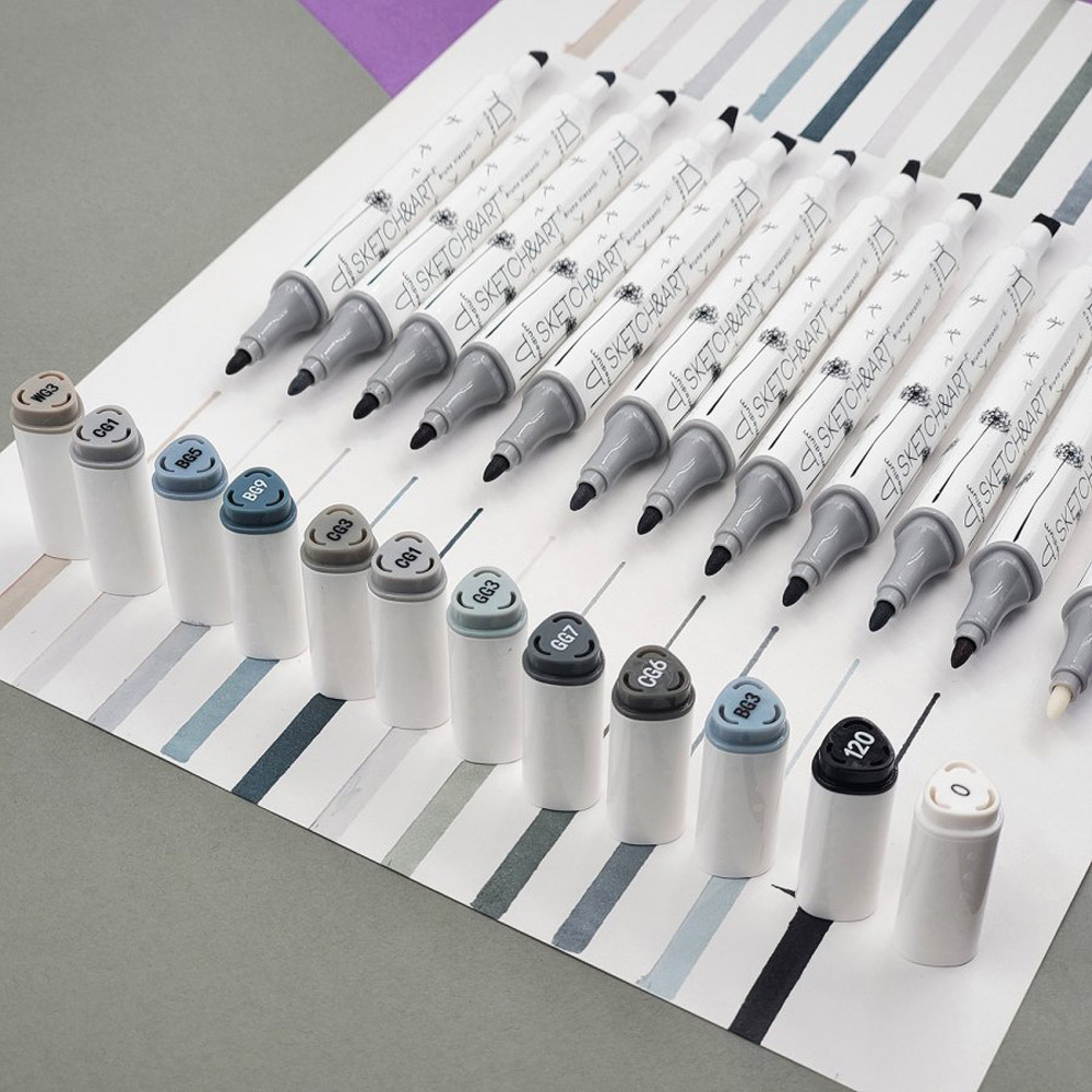 Набор двусторонних маркеров для скетчинга 