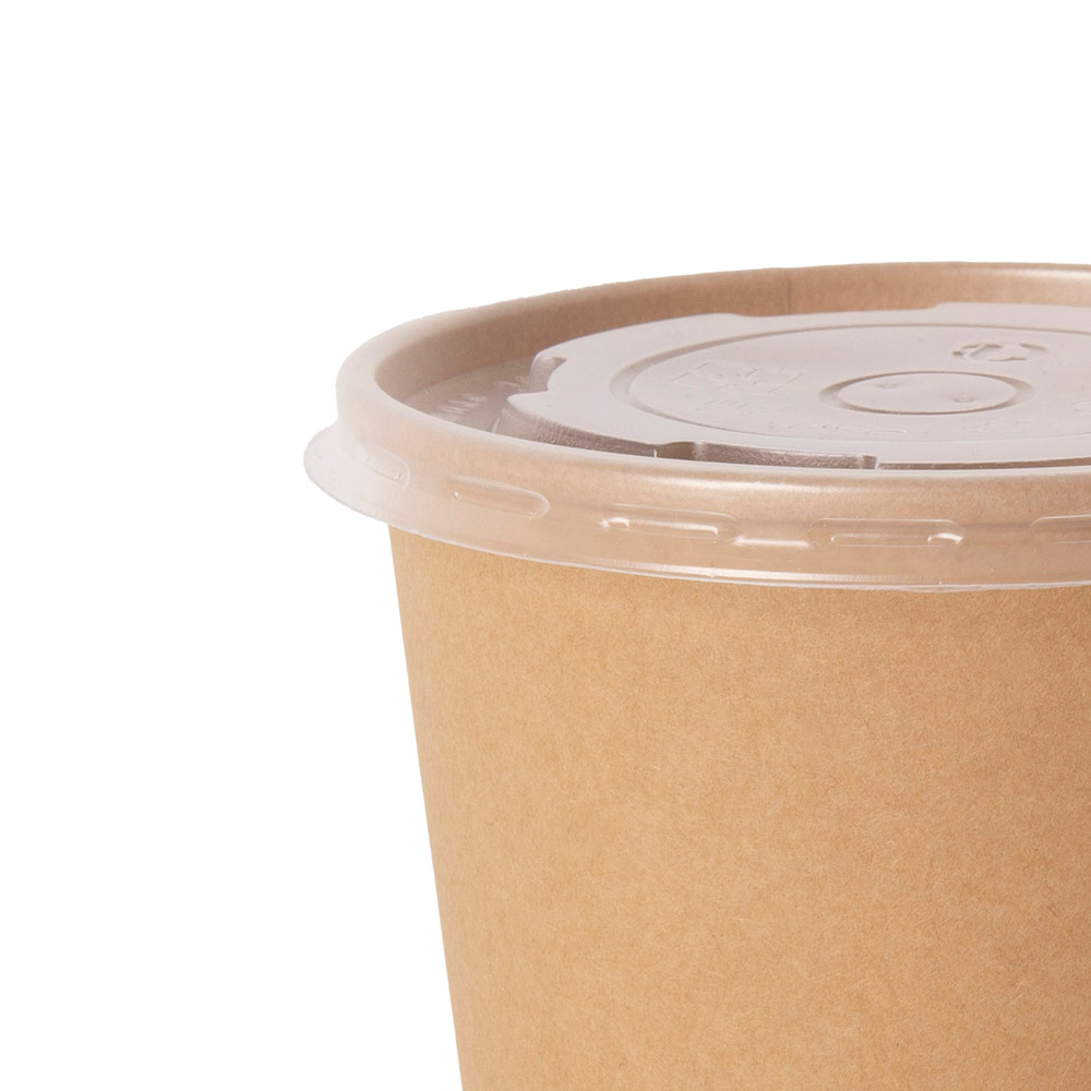 Контейнер бумажный для супа с крышкой, 520 мл, 50 шт/упак, крафт