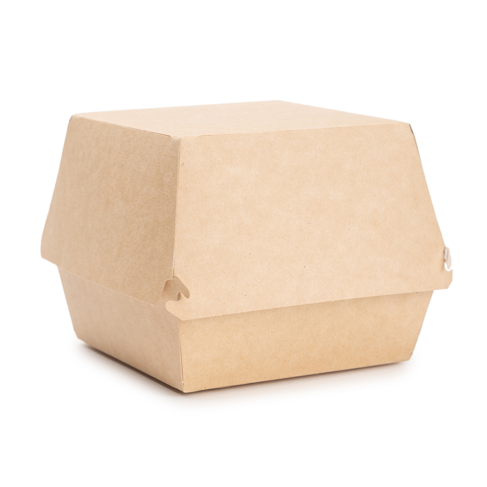 Контейнер бумажный для бургера с крышкой, 113/123x113/141x112 мм, 55 шт/упак, крафт