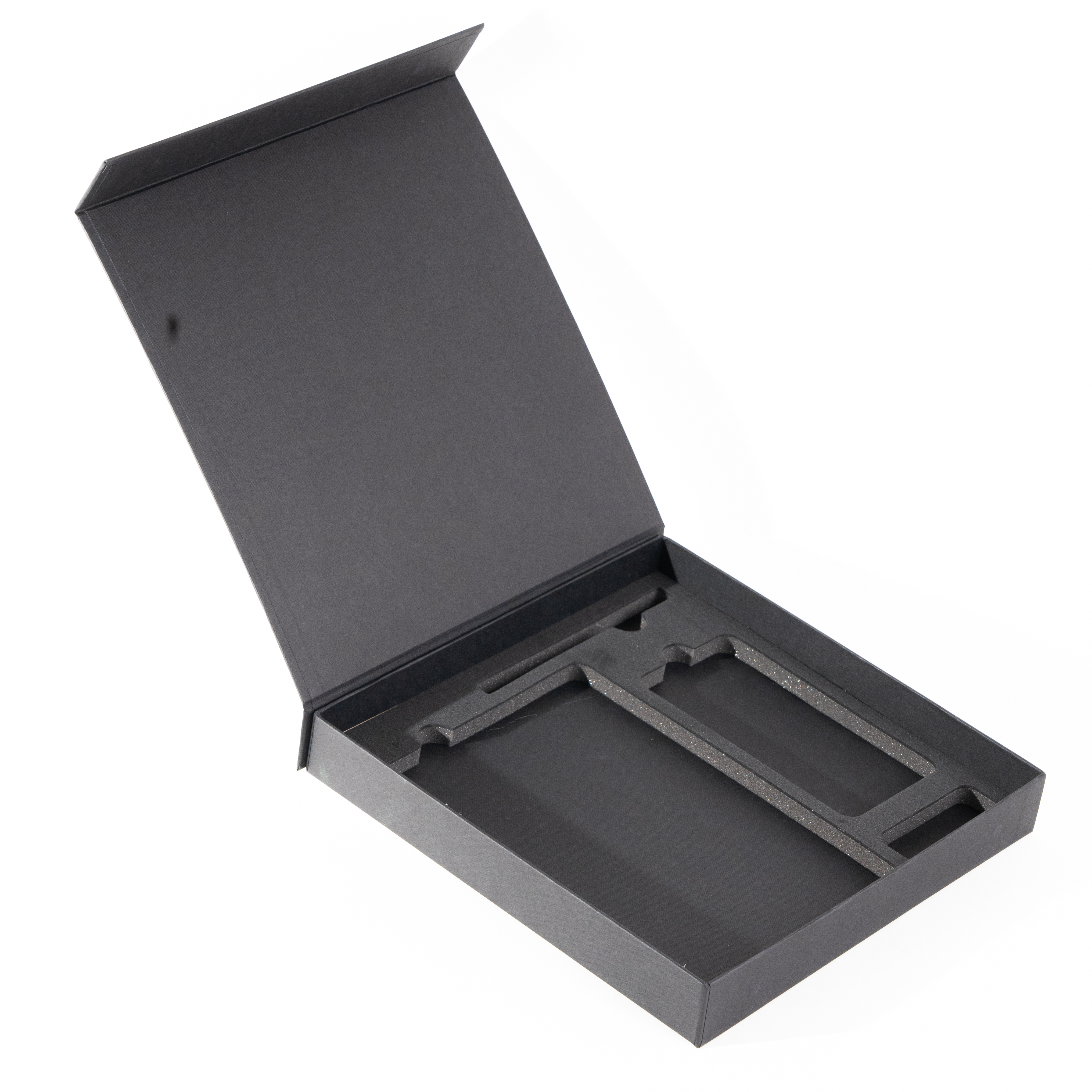 Коробка под ежедневник, ручку и портативное зарядное, 25x25x3.5 см, на магните с ложементом, черный