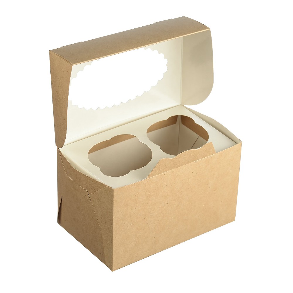 Контейнер бумажный для 2-х маффинов, 200 шт/упак, крафт