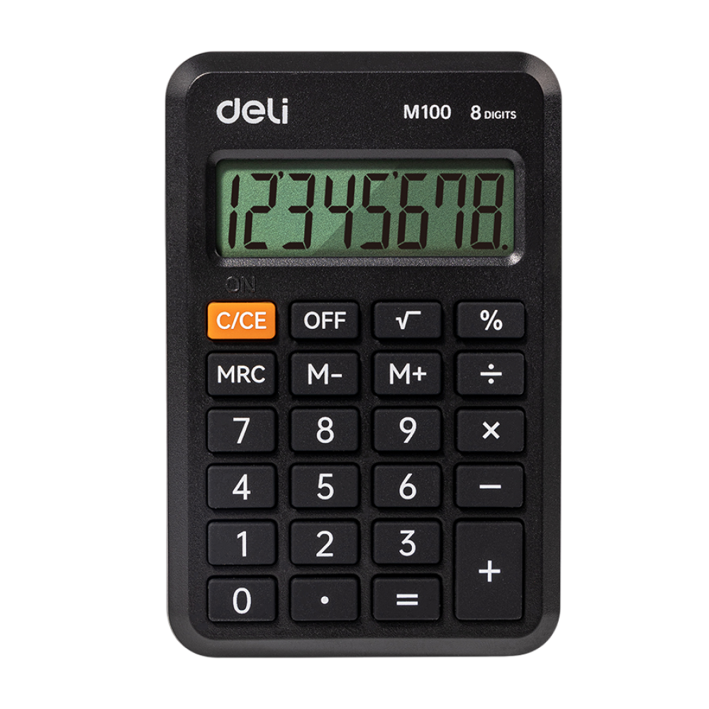 Калькулятор карманный M100 Deli, 8-разрядный, черный