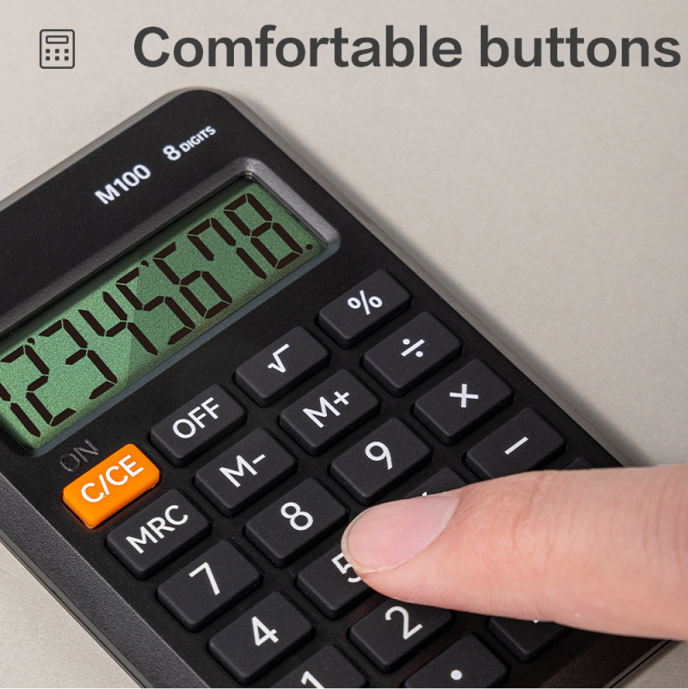 Калькулятор карманный M100 Deli, 8-разрядный, черный