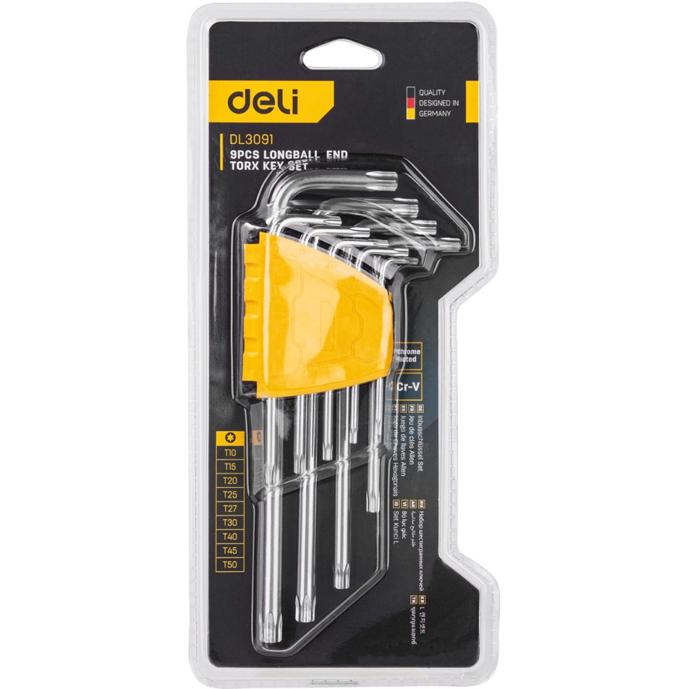 Набор ключей Г-образных Deli YS EDL3091 T10-T50, 9 шт.
