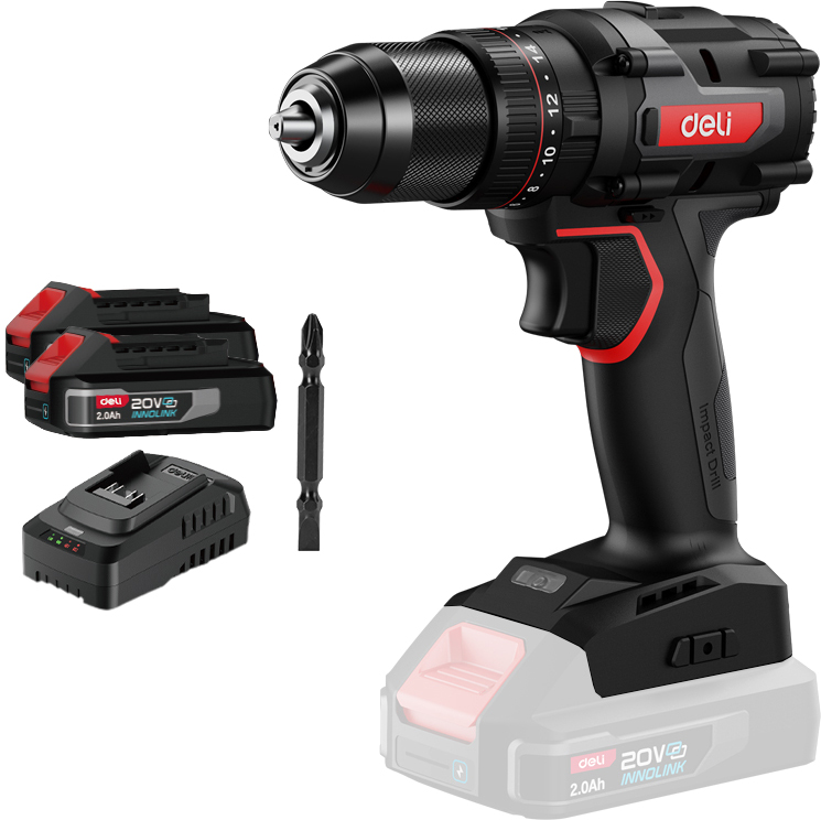 Аккумуляторная дрель-шуруповерт Deli RS DE-CZ20-1D2 20 В, 70 Нм, 2 АКБ, 2 Ач, сумка