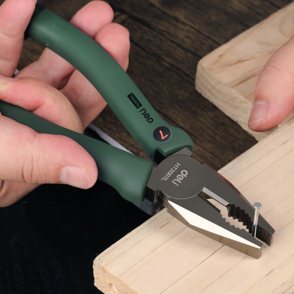 Плоскогубцы Deli HS EHT2007L, 180 мм, Soft Touch, зеленый