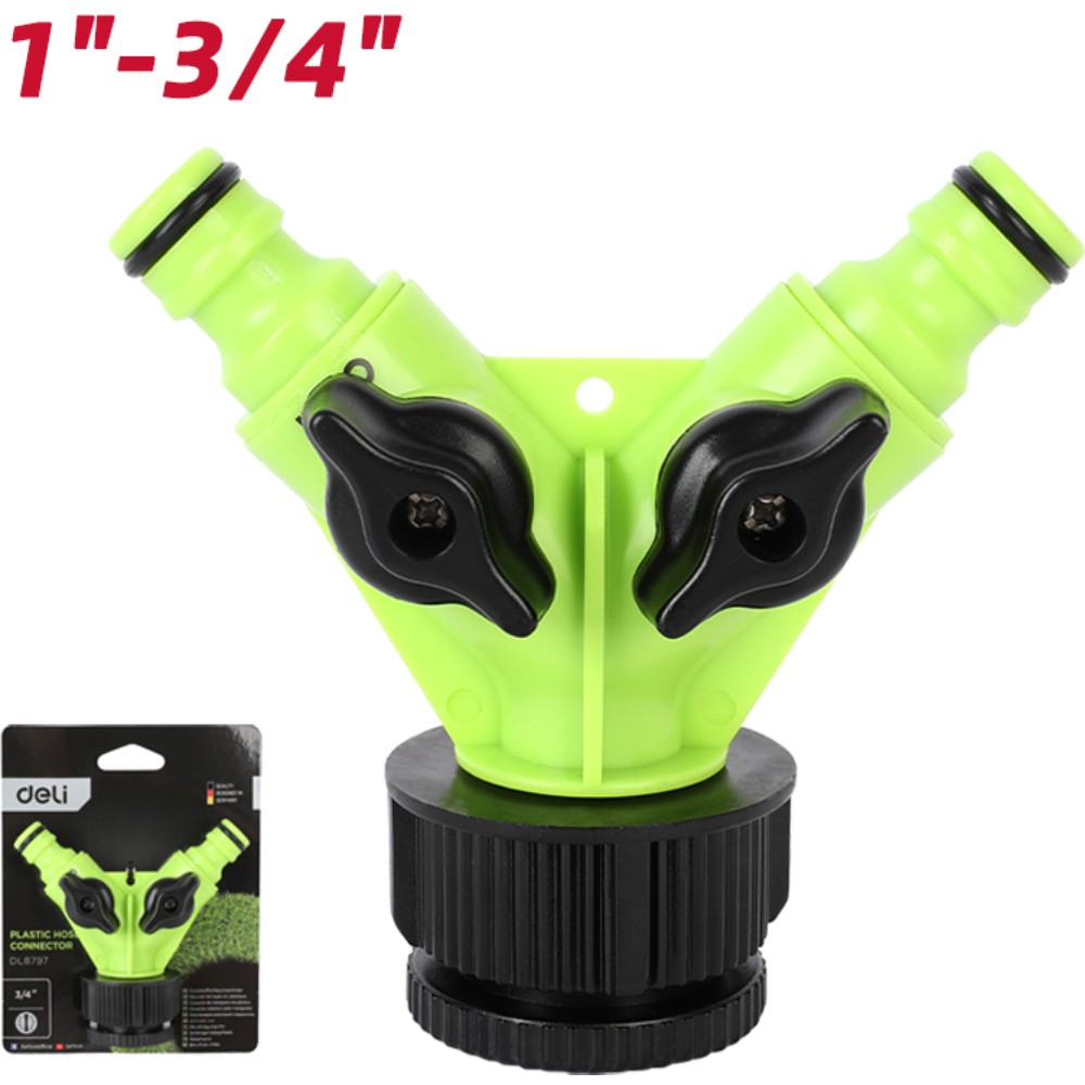 Распределитель поливочный двухканальный Deli GS EDL8797, 3/4