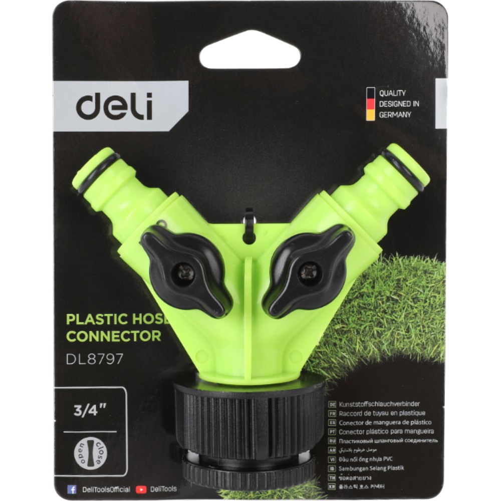 Распределитель поливочный двухканальный Deli GS EDL8797, 3/4