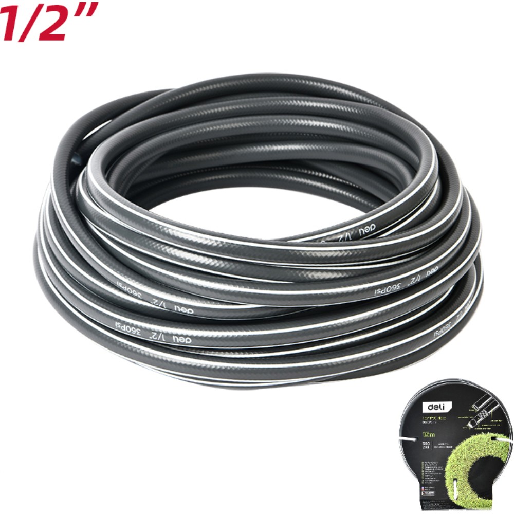 Шланг поливочный армированный четырёхслойный Deli GS EDL8072-15, 1/2