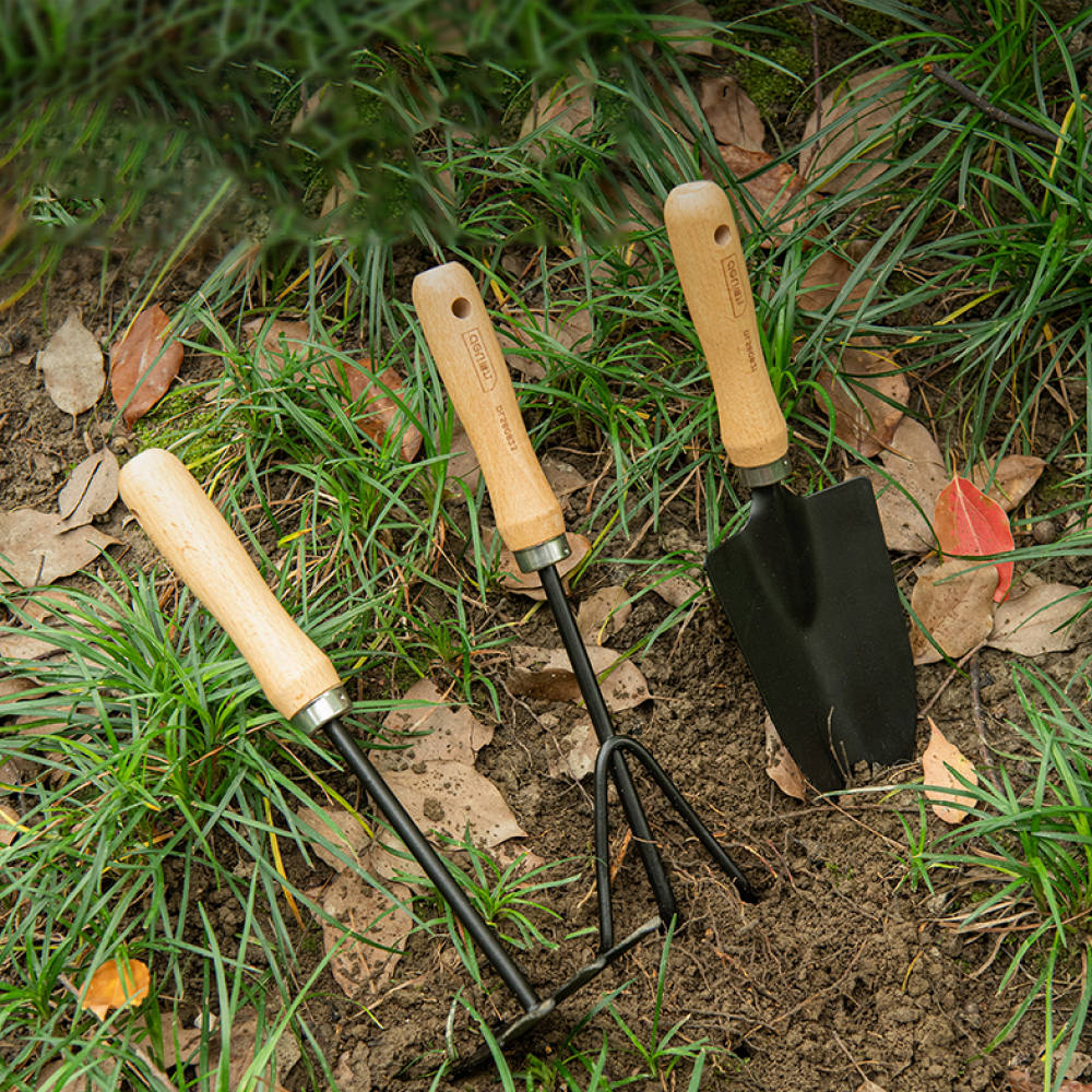 Набор садовых инструментов Deli GS DL580833, 310 мм, 3 шт., деревянная рукоятка