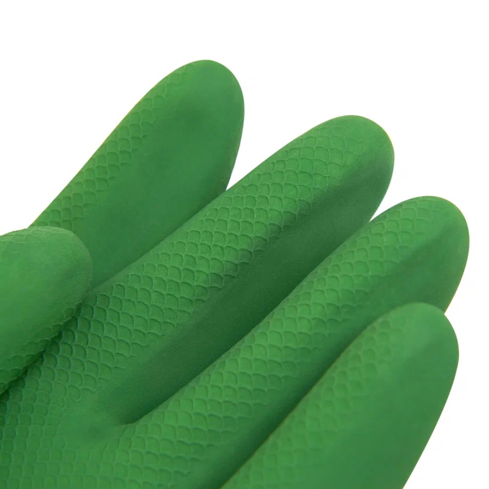 Перчатки латексные хозяйственные Zaubex БИКОЛОР, усиленные, р-р L, зеленый, желтый