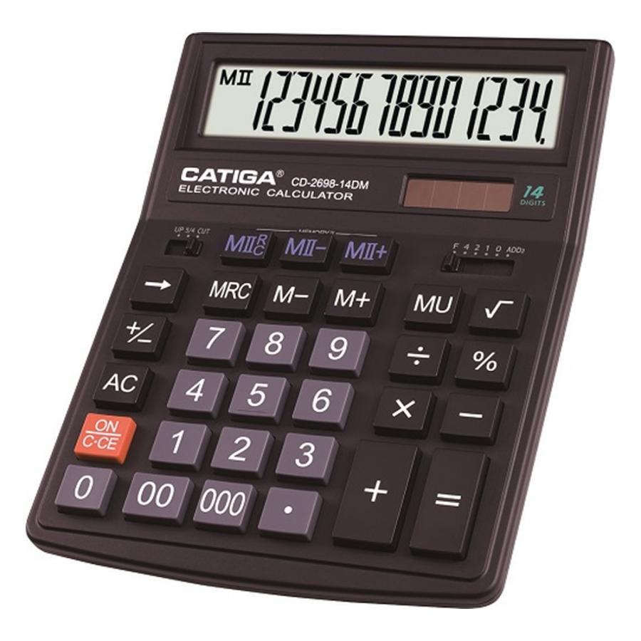 Калькулятор настольный CD-2698-14DM Catiga, 14-разрядный, пластик, черный