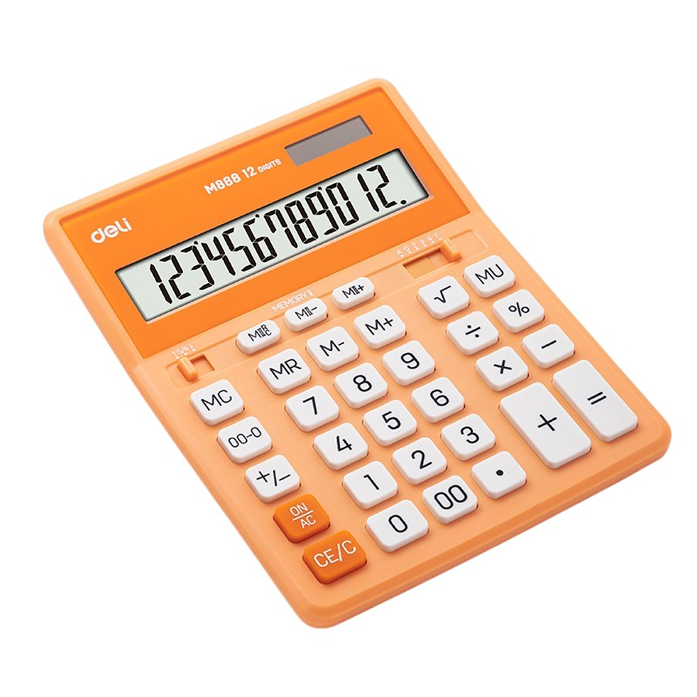 Калькулятор настольный EM888A Deli, 12-разрядный, пластик, оранжевый