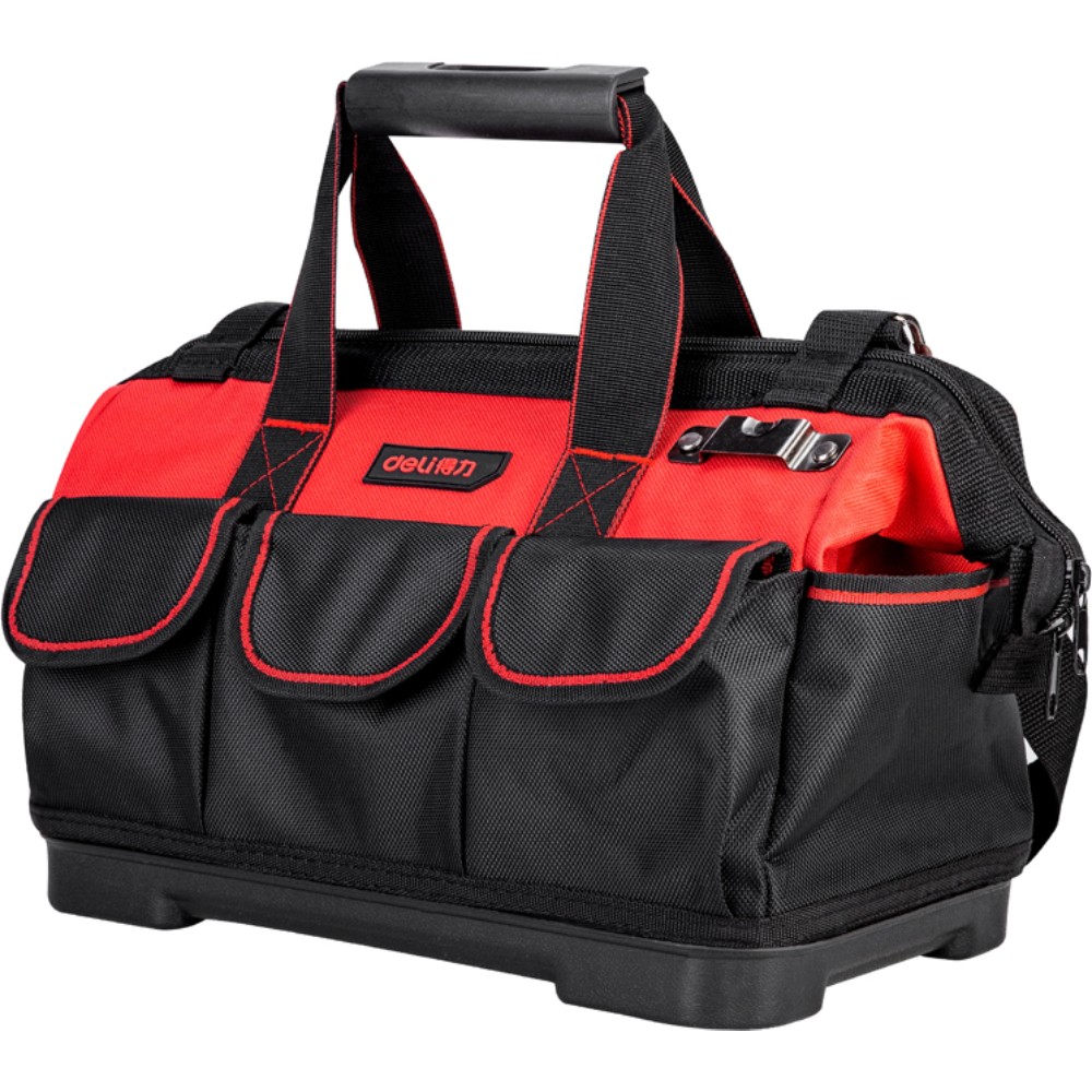 Сумка для инструментов Deli RS DL430316, 380х210х280 мм, ткань Oxford, пластиковое дно, черный, красный
