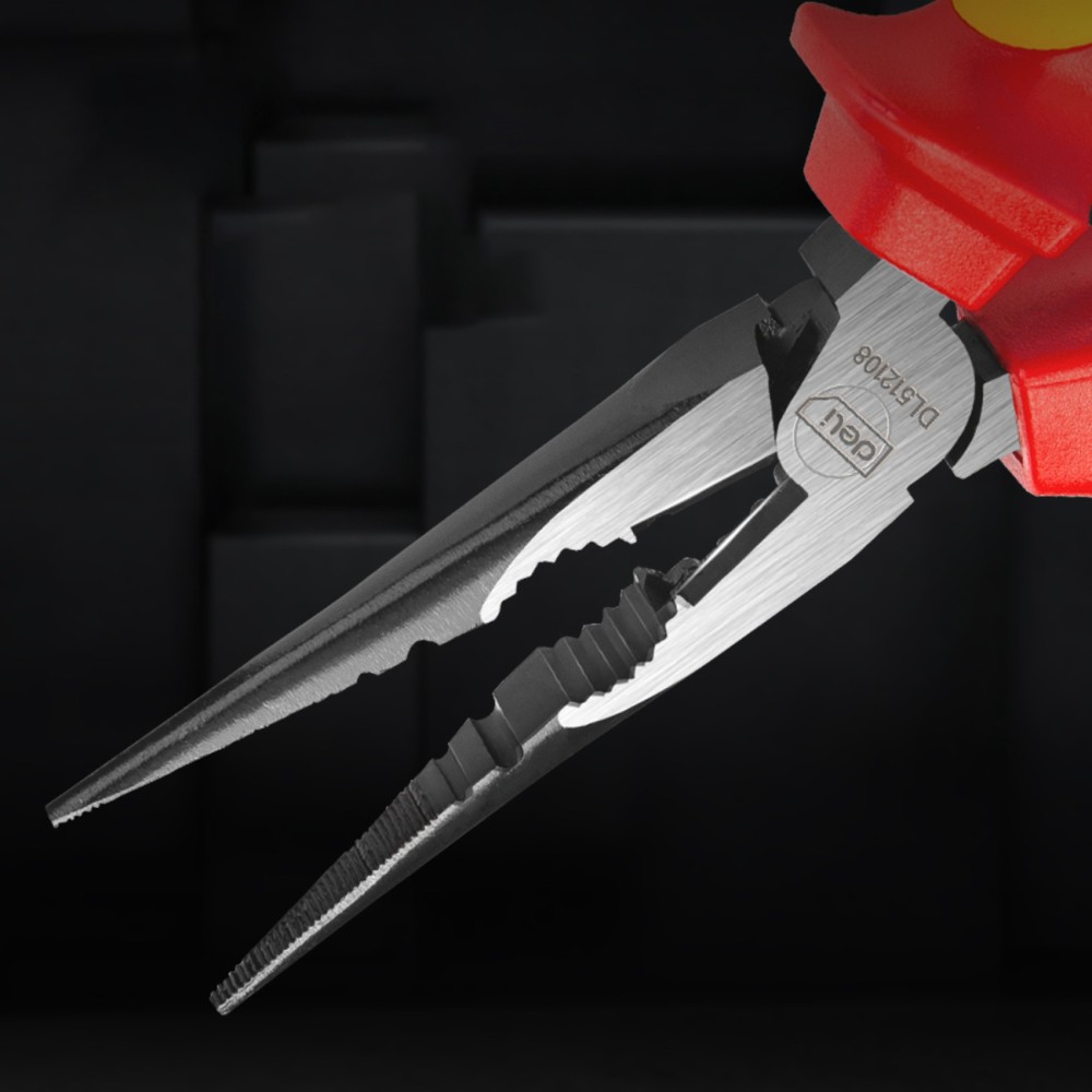 Длинногубцы диэлектрические Deli YS EDL512108, 200 мм, красный, желтый