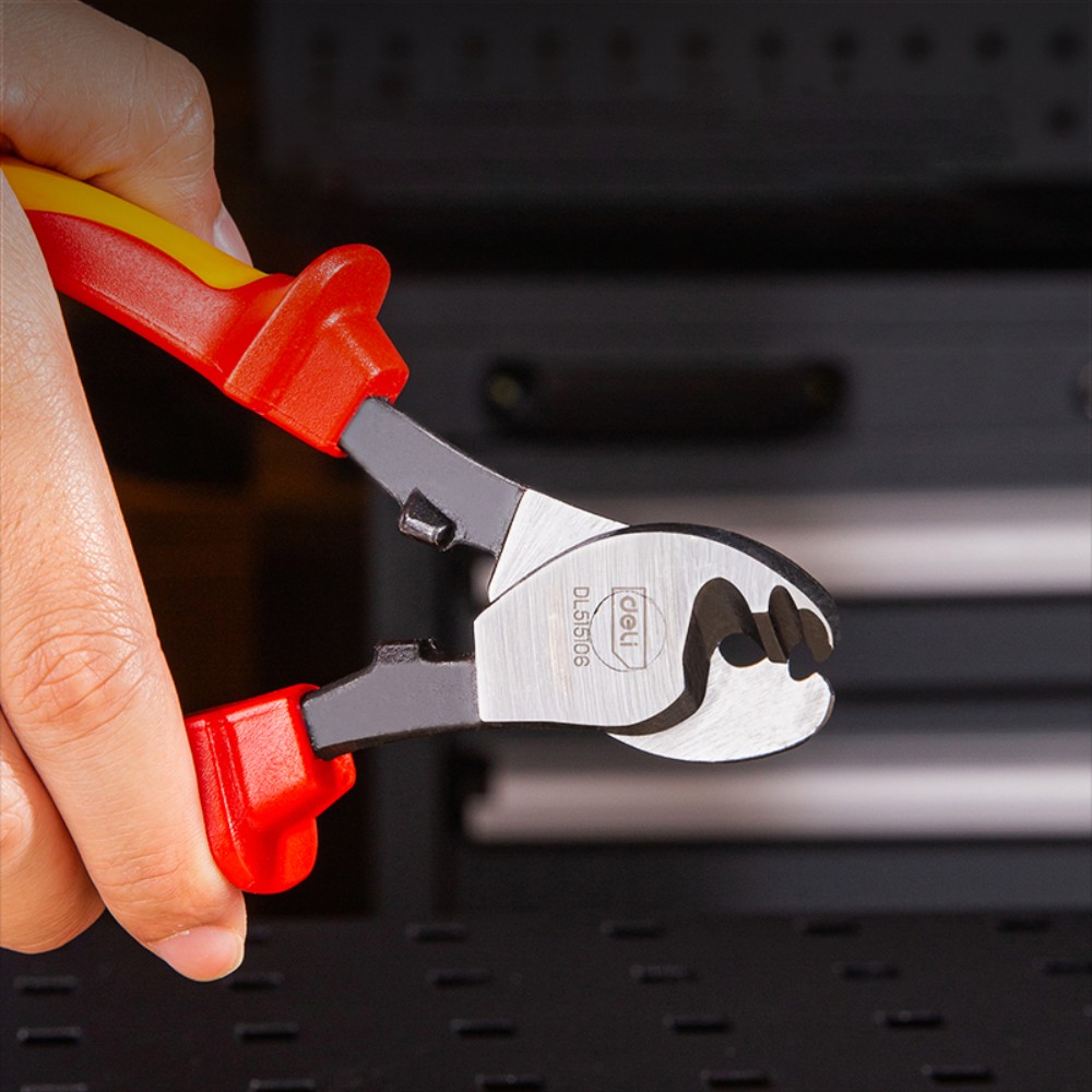 Кабелерез диэлектрический Deli YS EDL515106, 160 мм, красный, желтый