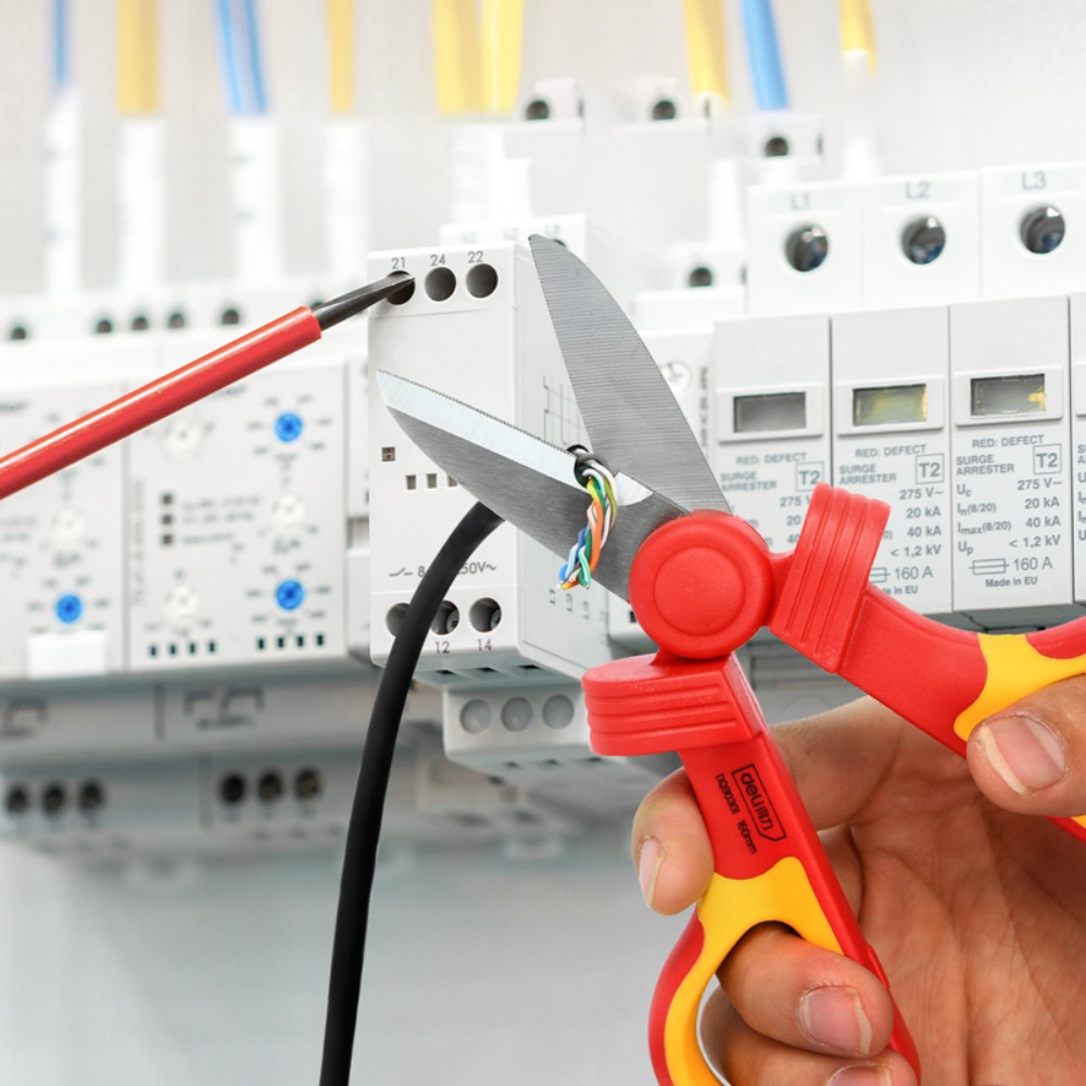 Ножницы диэлектрические Deli YS DQ90301, 160 мм, красный, желтый