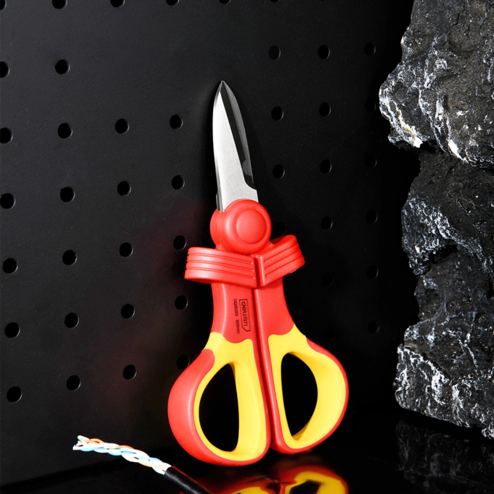 Ножницы диэлектрические Deli YS DQ90301, 160 мм, красный, желтый