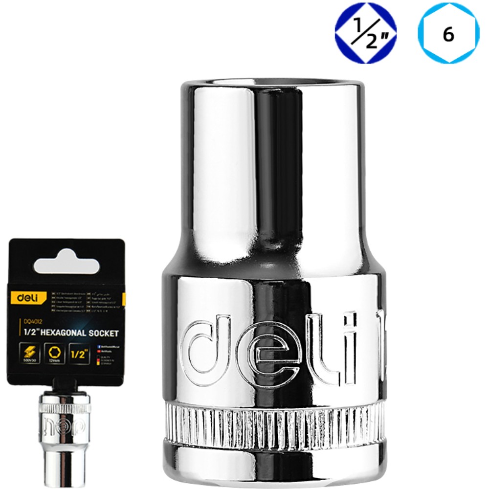 Головка торцевая шестигранная Deli YS EDQ4012 1/2