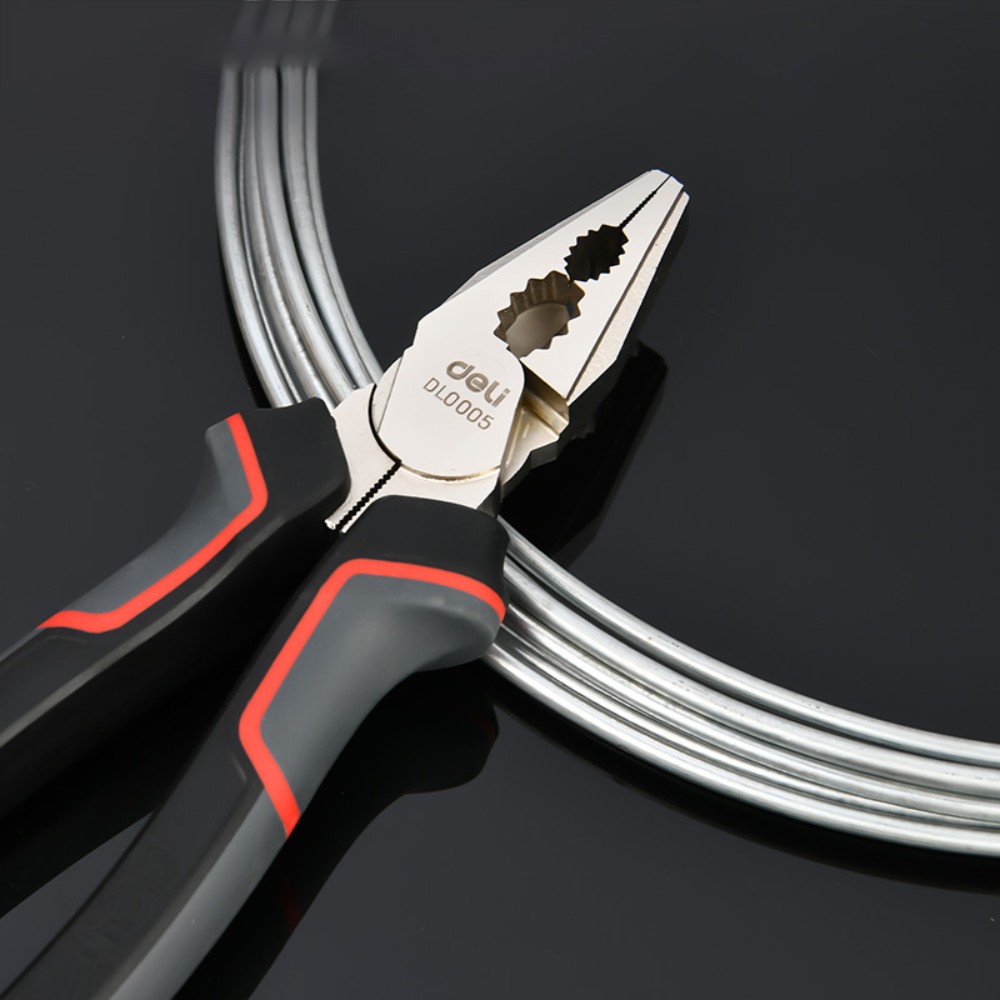 Плоскогубцы Deli RS EDL0005, 200 мм, усиленные., комбинированные, красный, черный