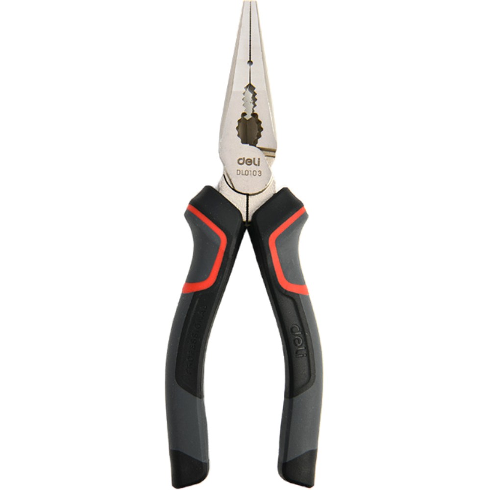 Длинногубцы Deli RS EDL0103, 160 мм, черный, красный