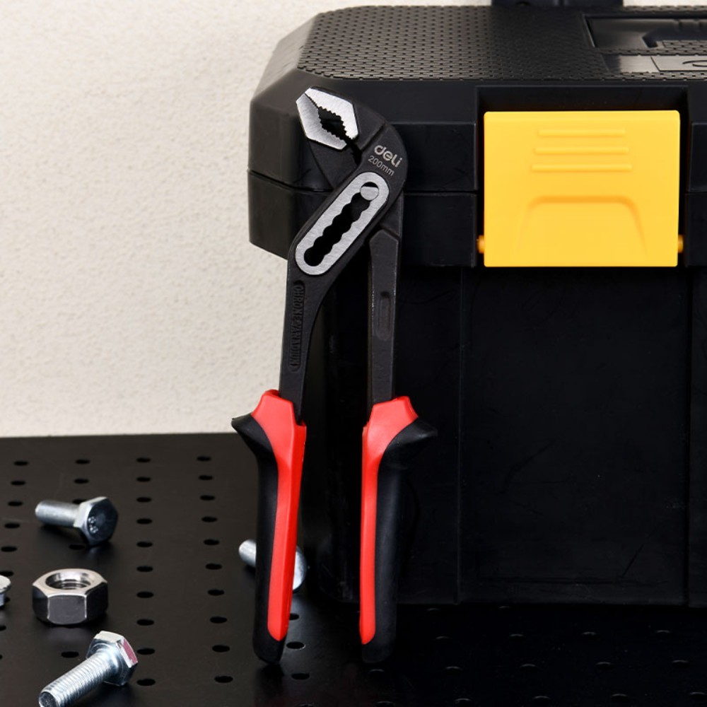 Клещи переставные Deli RS EDL2608Z, 200 мм, черный, красный