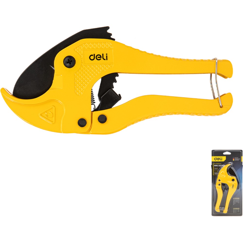 Труборез для пластиковых труб Deli YS EDL350042, 0-42 мм, желтый
