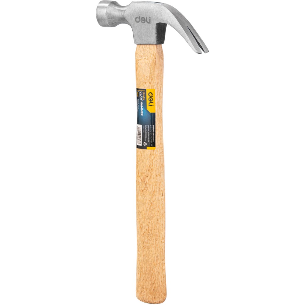 Молоток-гвоздодер Deli YS EDL5250, 0,5 кг, деревянная рукоятка