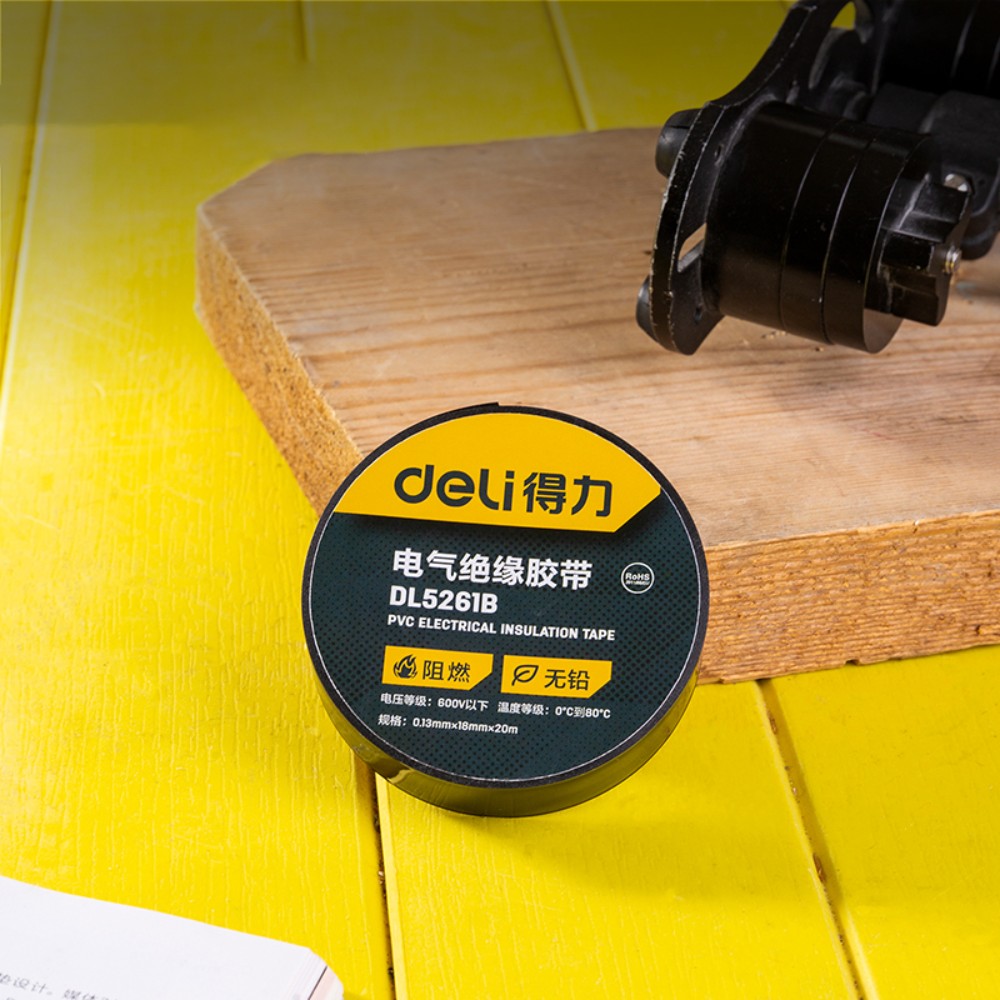 Изолента ПВХ Deli YS DL5261B, 18 мм х 20 м, 130 мкм, черный