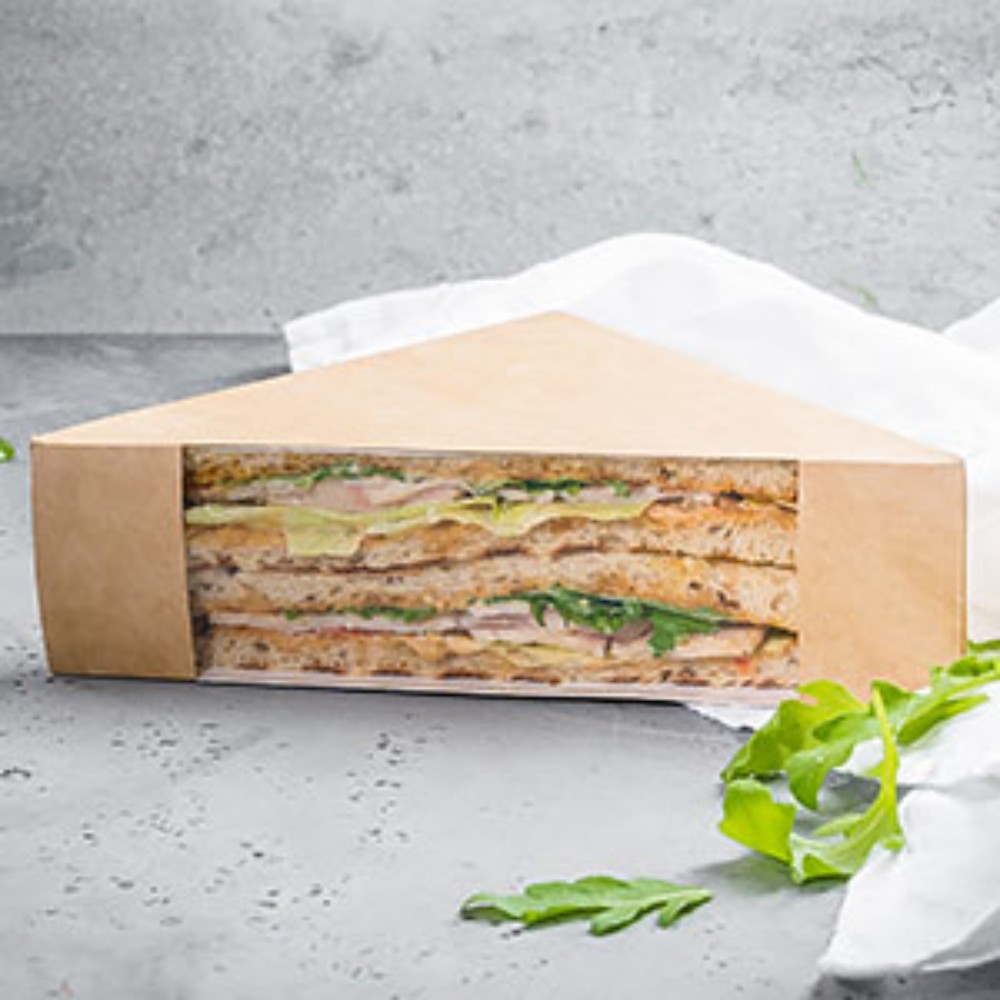 Контейнер бумажный для сэндвичей, 130х130х50 мм, 300шт/упак, крафт