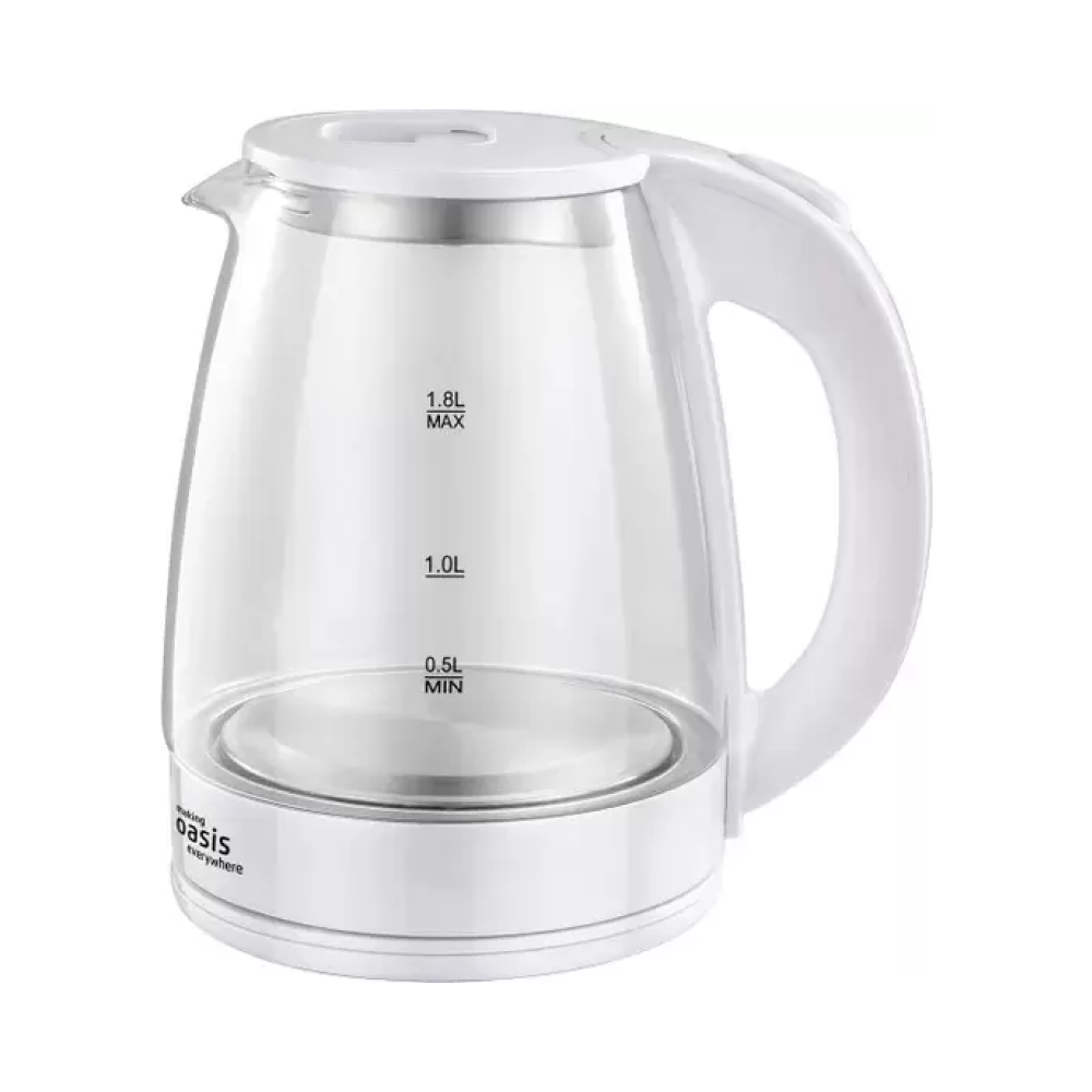 Электрочайник Oasis K-8GW, пластик, стекло, белый