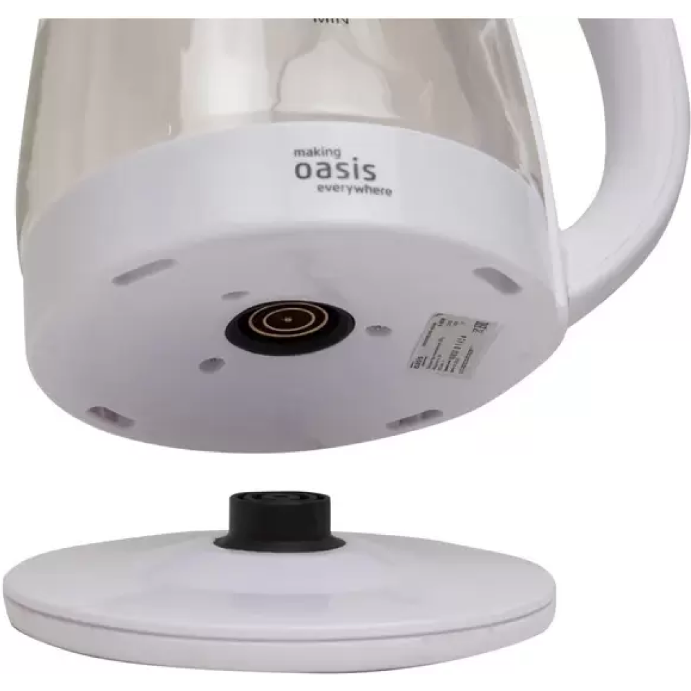Электрочайник Oasis K-8GW, пластик, стекло, белый