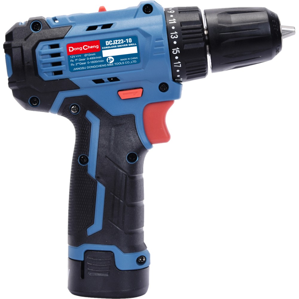 Аккумуляторная дрель-шуруповерт DongCheng DCJZ23-10 (TYPE EK), 12 В, 35 Нм, 2 АКБ, 2 Ач, З/У 2 А
