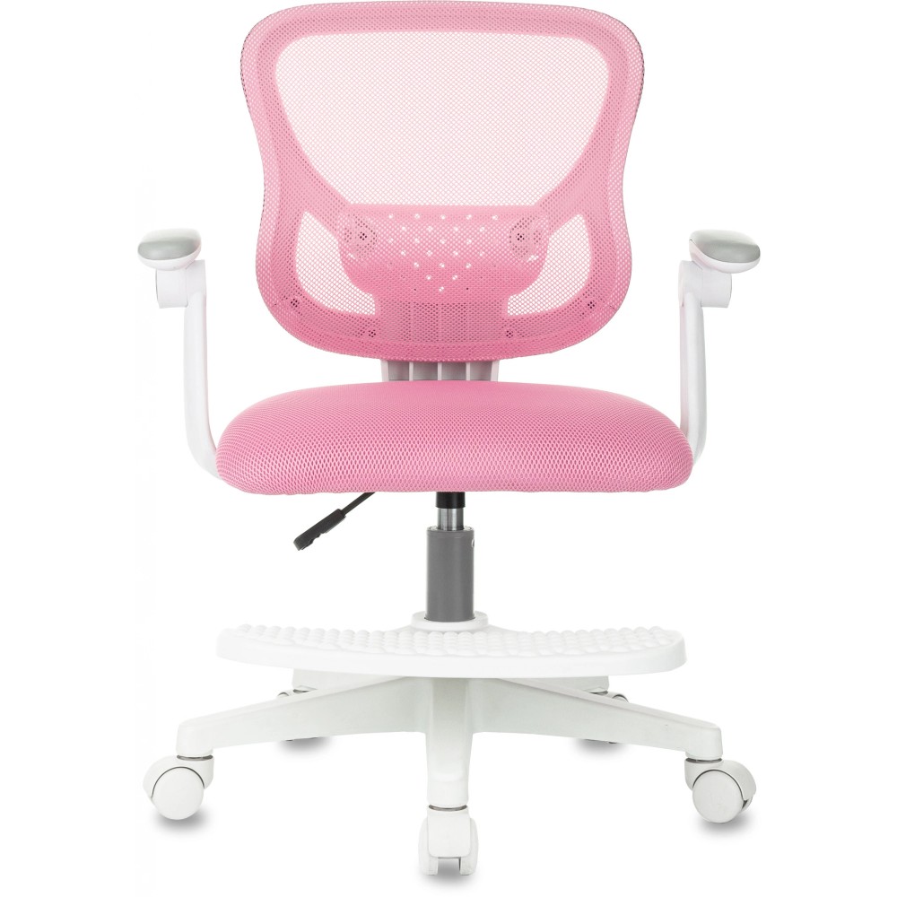 Кресло детское Бюрократ Burokids 3, сетка, ткань, пластик, корпус белый, подставка для ног, розовый