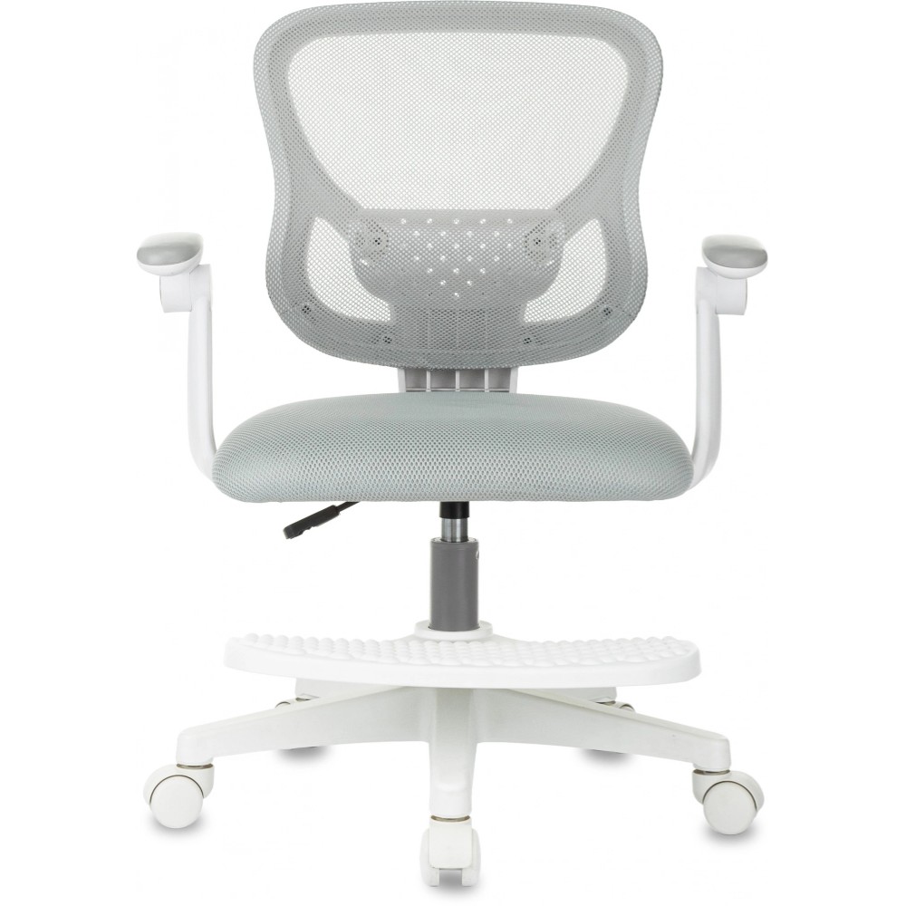 Кресло детское Бюрократ Burokids 3, сетка, ткань, пластик, корпус белый, подставка для ног, серый