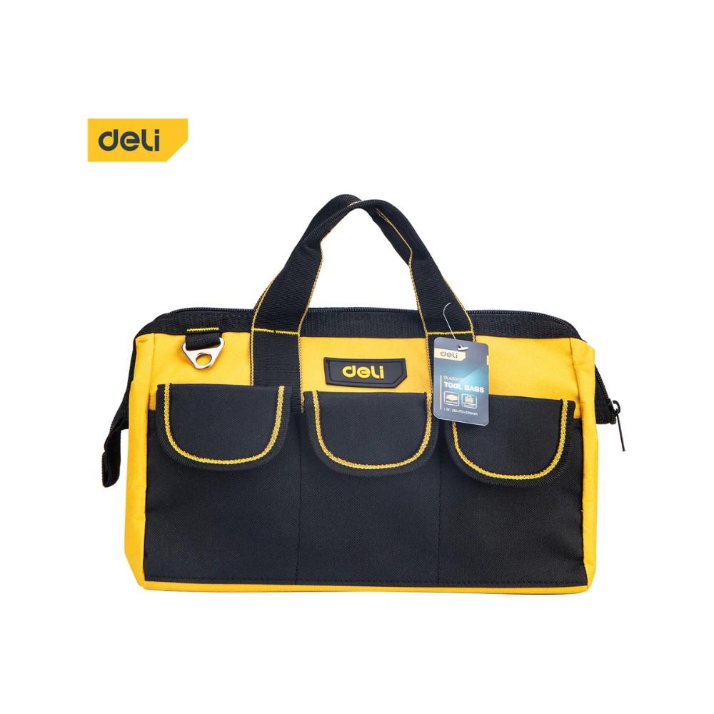 Сумка для инструментов Deli YS EDL430013, 310х170х220 мм, ткань Oxford, черный, желтый