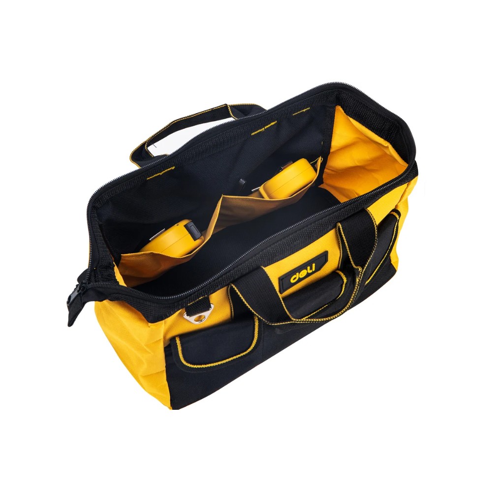Сумка для инструментов Deli YS EDL430013, 310х170х220 мм, ткань Oxford, черный, желтый