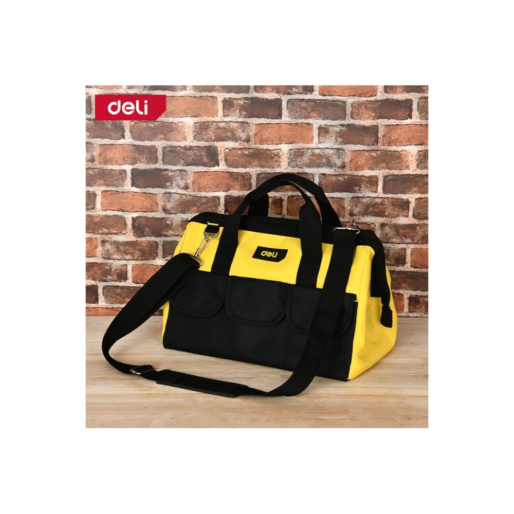 Сумка для инструментов Deli YS EDL430016, 360х180х250 мм, ткань Oxford, черный, желтый