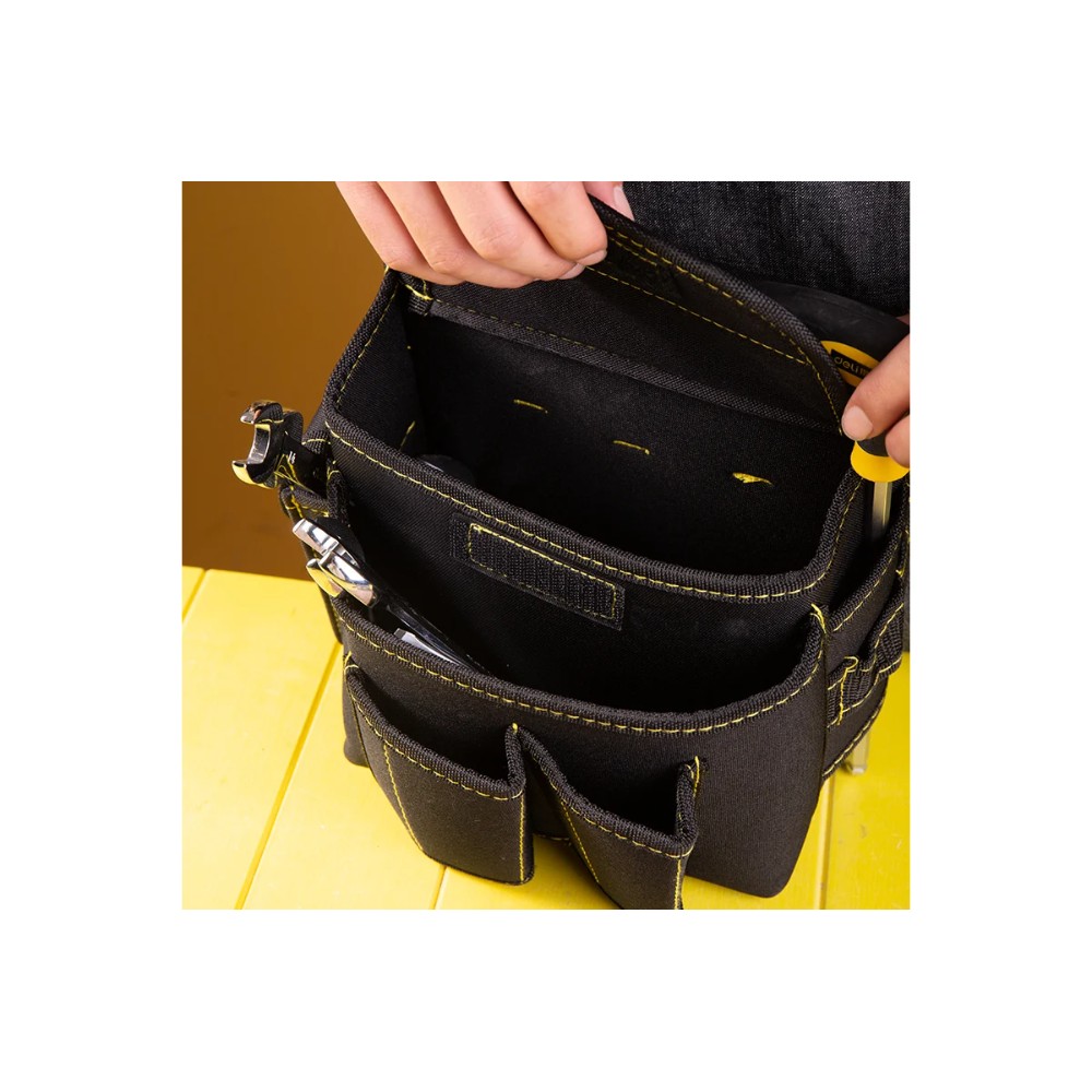 Сумка для инструментов поясная Deli YS EDL-P4, 220х140х200 мм, ткань Oxford, черный