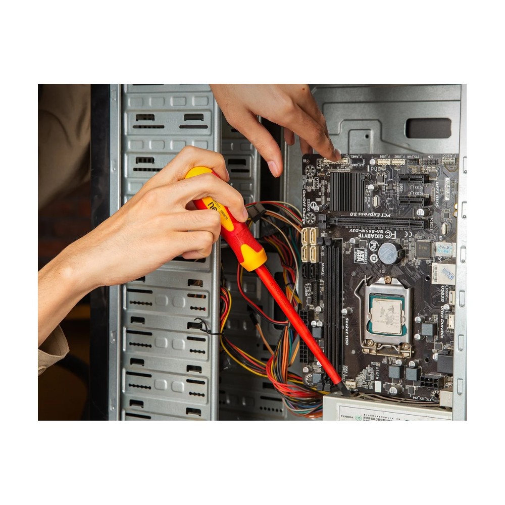 Отвертка диэлектрическая Deli YS EDL5161501, SL6,5х150 мм, желтый, красный