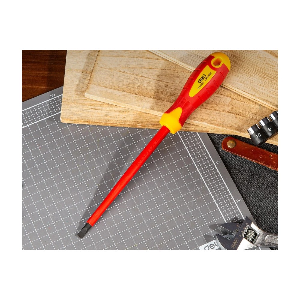 Отвертка диэлектрическая Deli YS EDL5161501, SL6,5х150 мм, желтый, красный