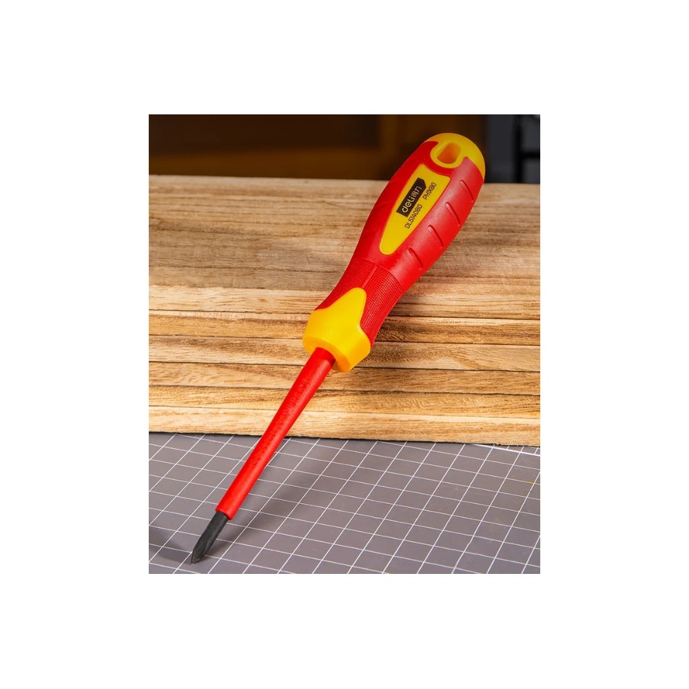 Отвертка диэлектрическая Deli YS EDL5140800, PH1х80 мм, желтый, красный