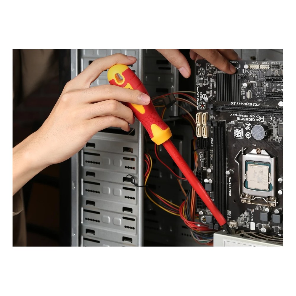 Отвертка диэлектрическая Deli YS EDL518150, PH3х150 мм, желтый, красный