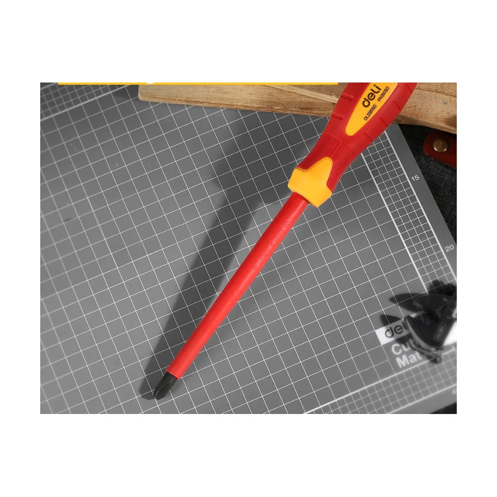 Отвертка диэлектрическая Deli YS EDL518150, PH3х150 мм, желтый, красный