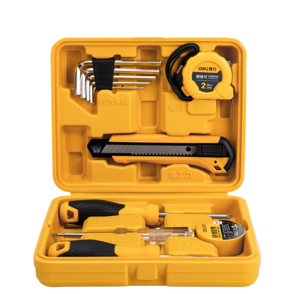 Набор инструмента Deli YS EDL1011J, 11 предметов, кейс, желтый