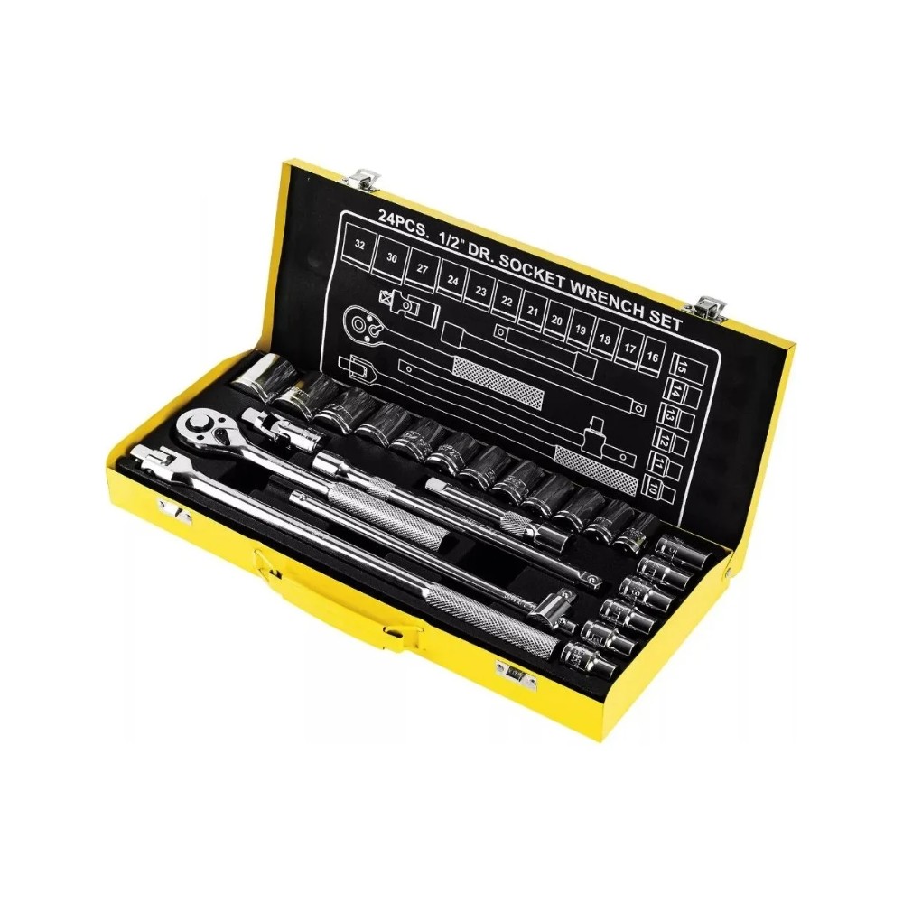 Набор головок торцевых Deli YS EDL2024T, 24 предмета, кейс, желтый