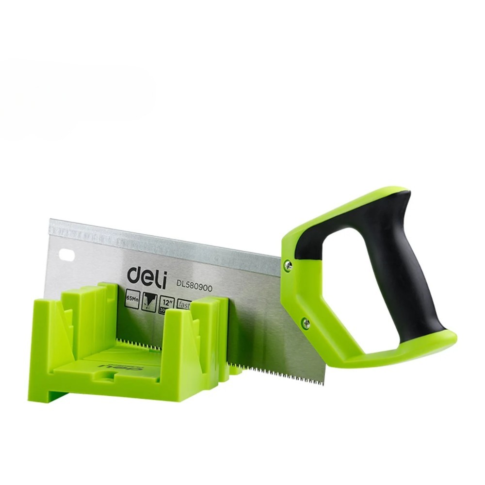 Стусло с ножовкой Deli GS EDL580900, 22.5°/45°/90°, 13 TPI, 300 мм, черный, зеленый