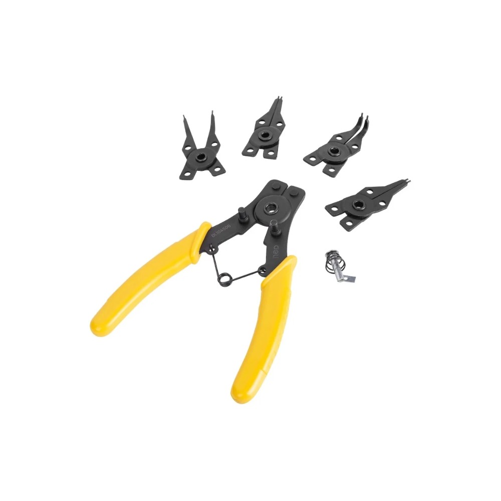 Съемники стопорных колец Deli YS EDL104506, 150 мм, 4-в-1, 4 насадки, желтый, черный