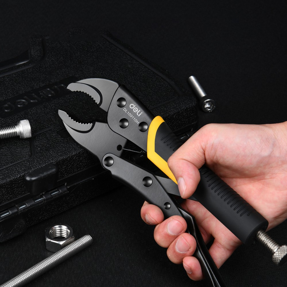 Клещи с фиксатором Deli YS DL109010H, 205 мм., желтый, черный